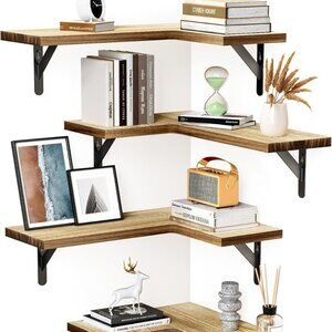 Corner Floating Shelves, Set of 4 Corner Shelves Wall Mounted, Shelves for Wall